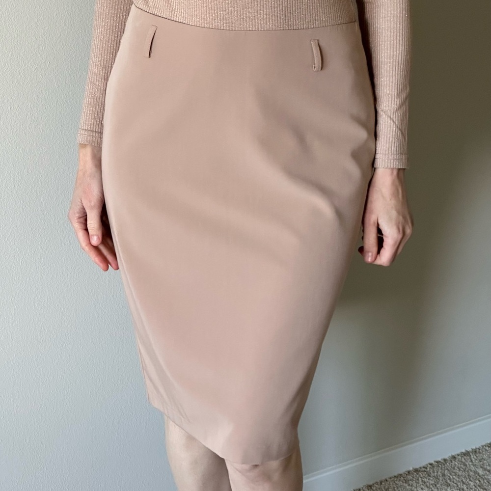 Emka Elegant Nude Women's Pencil Skirt With Lining - 46 (M)